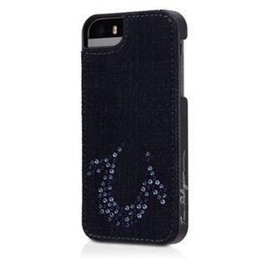 TRUE RELIGION JEANS  IPHONE 5 5S CASEY SNAP-ON SWAROVSKI ELEMENTS PREMIUM DENIM